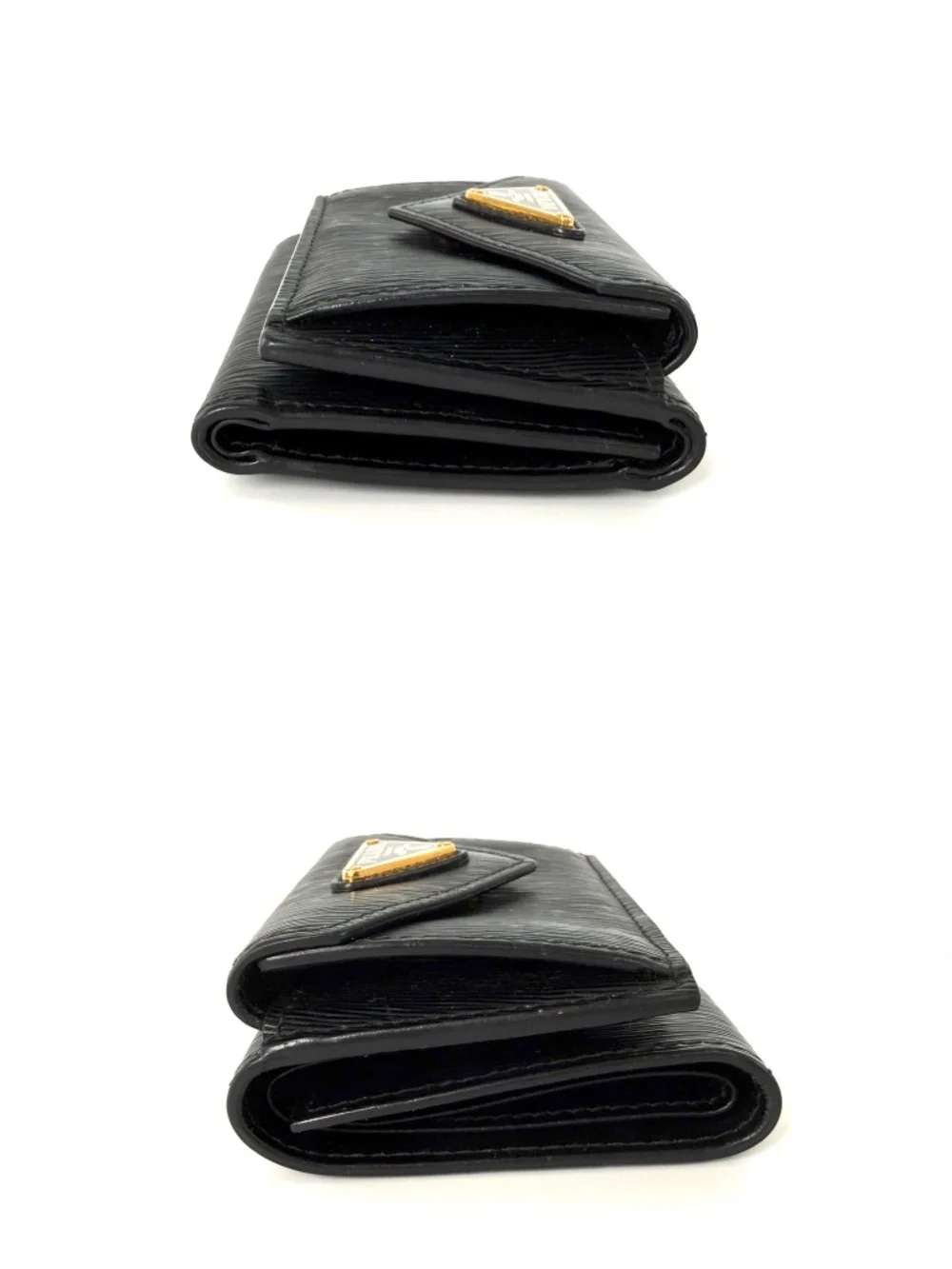 Prada Vitello Move Logo Leather Flap Compact Small Tri Fold Wallet